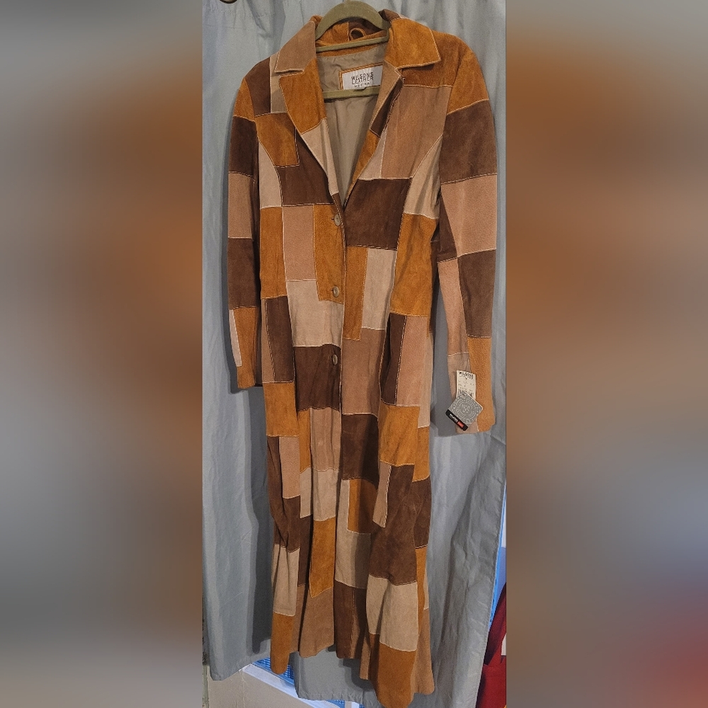 RARE Wilsons Leather Patchwork Full Length Suede Leather Coat NEW